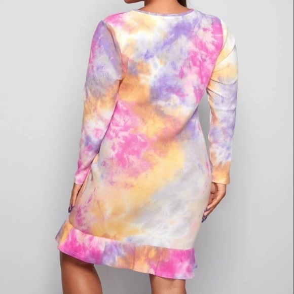 Tie dye long sleeve casual dress - Picture 3 of 6
